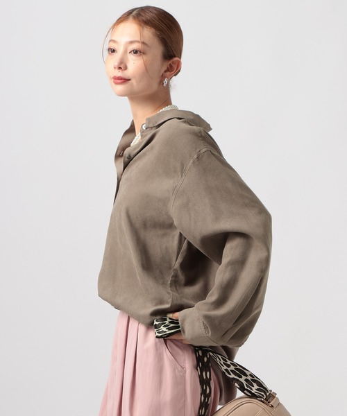 BAYFLOW（ベイフロー）の「[ストレッチ入りで動きやすい]フェイクスウェードシャツ（シャツ/ブラウス・レディース・ブラウン/モカ・FREE）」の17枚目の写真