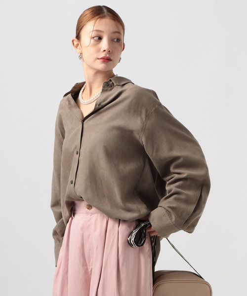 BAYFLOW（ベイフロー）の「[ストレッチ入りで動きやすい]フェイクスウェードシャツ（シャツ/ブラウス・レディース・ブラウン/モカ・FREE）」の15枚目の写真