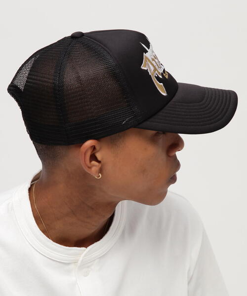 AVIREX（アヴィレックス）の「VARSITY BLOCK FONT MESH CAP / バーシティ ブロックフォント メッシュキャップ / AVIREX / アヴィレックス（キャップ・メンズ・ブラック/ホワイト・F）」の6枚目の写真