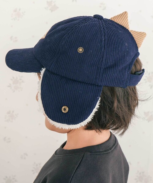 SLAP SLIP（スラップスリップ）の「ツンツントサカ恐竜フライトキャップ(52~54cm)（キャップ・キッズ・ネイビー/グリーン・S/M）」の3枚目の写真
