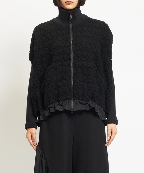 gomme（ゴム）の「Wライトパイル　ハイネックジャケット（その他アウター・レディース・ブラック/ネイビー/オートミール・MEDIUM）」の5枚目の写真