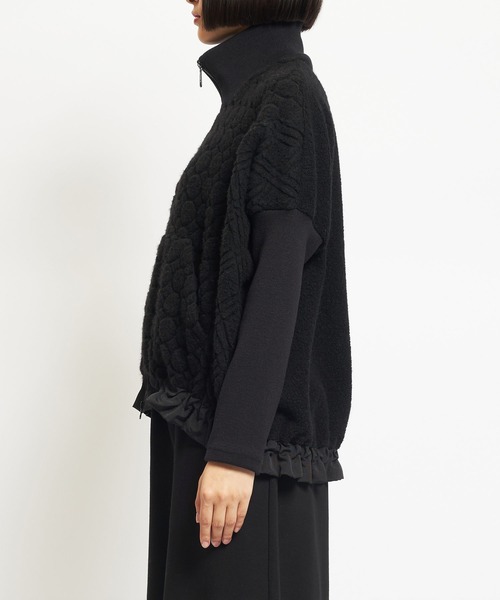 gomme（ゴム）の「Wライトパイル　ハイネックジャケット（その他アウター・レディース・ブラック/ネイビー/オートミール・MEDIUM）」の6枚目の写真