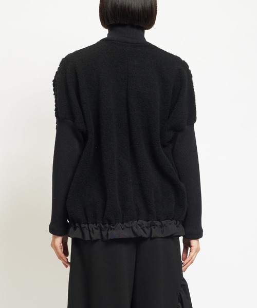 gomme（ゴム）の「Wライトパイル　ハイネックジャケット（その他アウター・レディース・ブラック/ネイビー/オートミール・MEDIUM）」の7枚目の写真