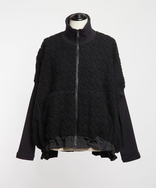 gomme（ゴム）の「Wライトパイル　ハイネックジャケット（その他アウター・レディース・ブラック/ネイビー/オートミール・MEDIUM）」の8枚目の写真