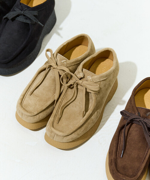 Ducal ベージュ スエード モカシン セール】限定展開 厚底 スウェード モカシン（モカシン/デッキシューズ