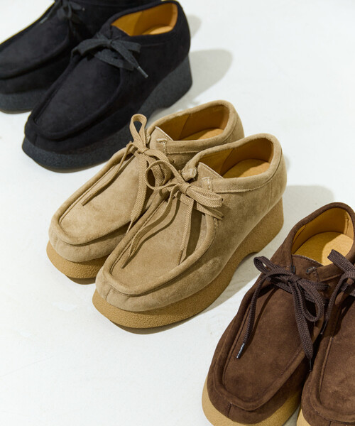 ブラウン スエード モカシン 靴 限定展開 厚底 スウェード モカシン（モカシン/デッキシューズ