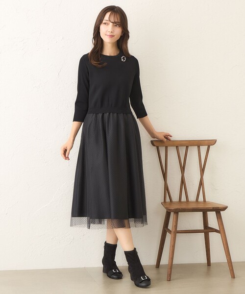 TO BE CHIC(トゥー ビー シック)の「ニットコンビ チュールワンピース(ワンピース・レディース・ブラック/ピンク系その他2・42/40)」の13枚目の写真