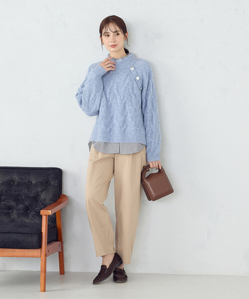 COMME CA ISM(コムサイズム)の「ケーブル ボタンニット(ニット/セーター・レディース・アイボリー/チャコール/ブルー・FREE)」の14枚目の写真