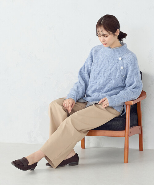 COMME CA ISM(コムサイズム)の「ケーブル ボタンニット(ニット/セーター・レディース・アイボリー/チャコール/ブルー・FREE)」の15枚目の写真