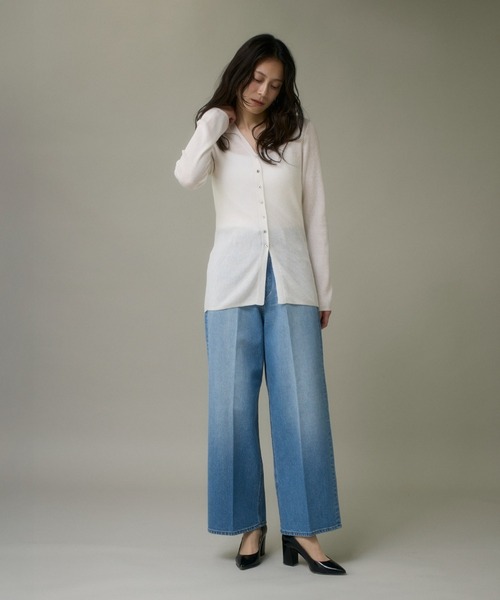 I.T.'S international（イッツインターナショナル）の「Vネックリブニットカーディガン《Melty air wool》（ニット/セーター・レディース・オフホワイト/グレー/ブラック/ブルー/ピンク・フリー）」の7枚目の写真