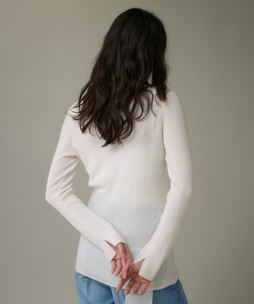 I.T.'S international（イッツインターナショナル）の「Vネックリブニットカーディガン《Melty air wool》（ニット/セーター・レディース・オフホワイト/グレー/ブラック/ブルー/ピンク・フリー）」の15枚目の写真