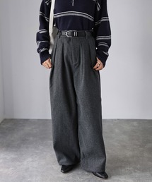 フェイクウールタックワイドパンツ