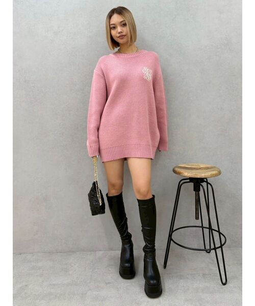 EVRIS(エヴリス)の「ワンポイントバックオープンニットトップス(ニット/セーター・レディース・アイボリー/グレー/ピンク/ネイビー・FREE)」の8枚目の写真