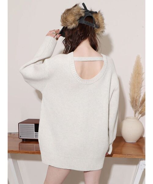 EVRIS(エヴリス)の「ワンポイントバックオープンニットトップス(ニット/セーター・レディース・アイボリー/グレー/ピンク/ネイビー・FREE)」の22枚目の写真