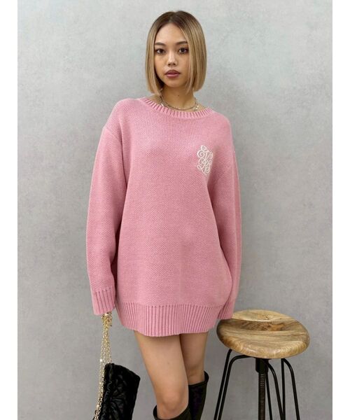 EVRIS(エヴリス)の「ワンポイントバックオープンニットトップス(ニット/セーター・レディース・アイボリー/グレー/ピンク/ネイビー・FREE)」の4枚目の写真