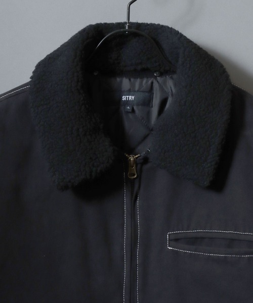 SITRY（シトリー）の「SITRY Boa and Corduroy Collar Duck Jacket/別注 2WAY 衿ボア 衿コーデュロイ 脱着 オーバーサイズ ダックジャケット デトロイトジャケット ブルゾン（ブルゾン・メンズ・ブラック/ブラウン/ブラック系その他・LL/L/M）」の8枚目の写真