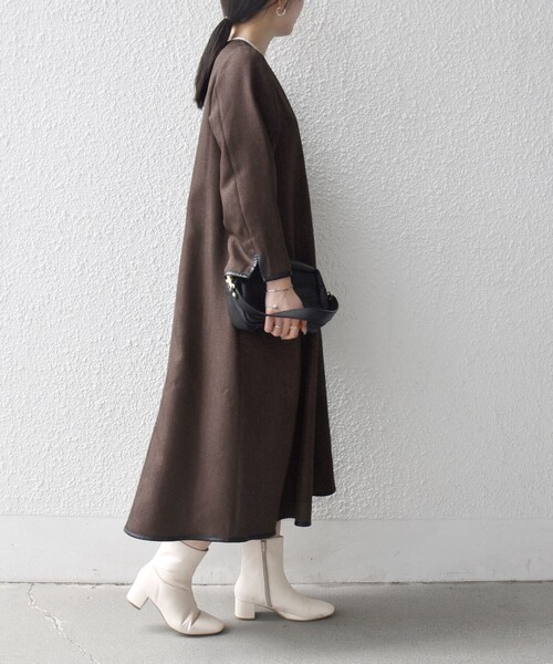 セール】SHIPS any: ヘリンボーン パイピング フレア ワンピース