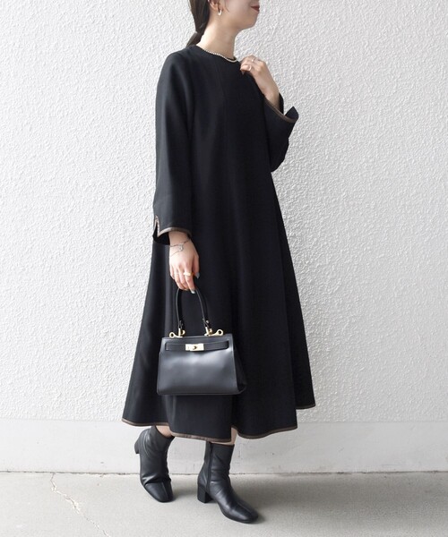 セール】SHIPS any: ヘリンボーン パイピング フレア ワンピース