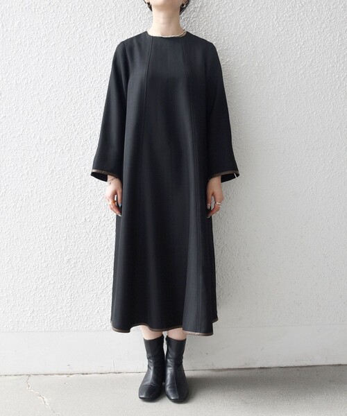 セール】SHIPS any: ヘリンボーン パイピング フレア ワンピース