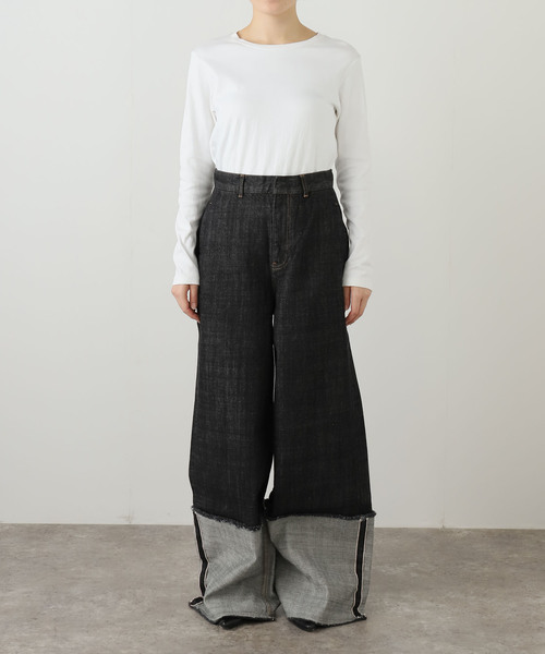 LIVINGTONE（リヴィントーン）の「LIVINGTONE DOLK-TURN UP LONG LT-DOLK-05：デニムパンツ（デニムパンツ・レディース・ブラック・MEDIUM）」の18枚目の写真