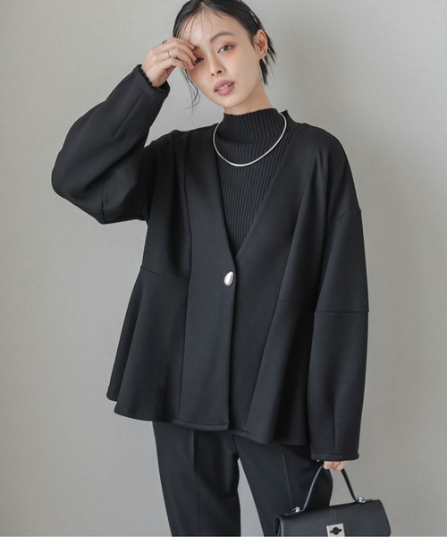セール】ノーカラーペプラムジャケット（ノーカラージャケット