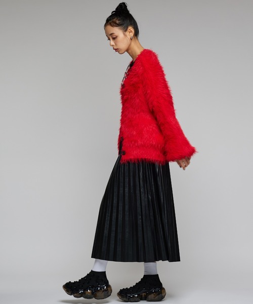 Narcissus（ナルシス）の「【ユニセックスデザイン】シャギーカーディガン/オーバーサイズ/カラー《動画あり》（カーディガン/ボレロ・レディース・イエロー/レッド/ブラック・FREE）」の9枚目の写真