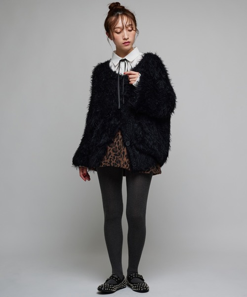 Narcissus（ナルシス）の「【ユニセックスデザイン】シャギーカーディガン/オーバーサイズ/カラー《動画あり》（カーディガン/ボレロ・レディース・イエロー/レッド/ブラック・FREE）」の4枚目の写真