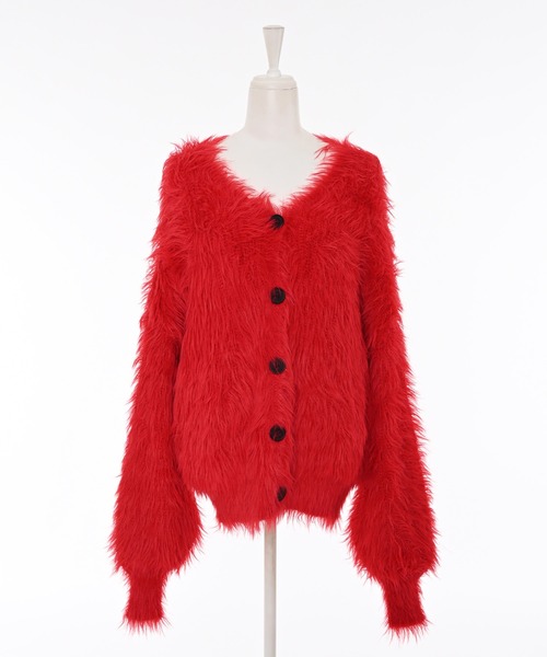 Narcissus（ナルシス）の「【ユニセックスデザイン】シャギーカーディガン/オーバーサイズ/カラー《動画あり》（カーディガン/ボレロ・レディース・イエロー/レッド/ブラック・FREE）」の17枚目の写真