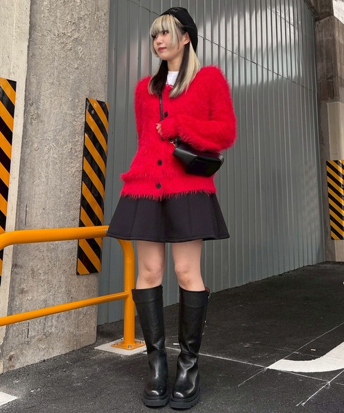 Narcissus（ナルシス）の「【ユニセックスデザイン】シャギーカーディガン/オーバーサイズ/カラー《動画あり》（カーディガン/ボレロ・レディース・イエロー/レッド/ブラック・FREE）」の20枚目の写真