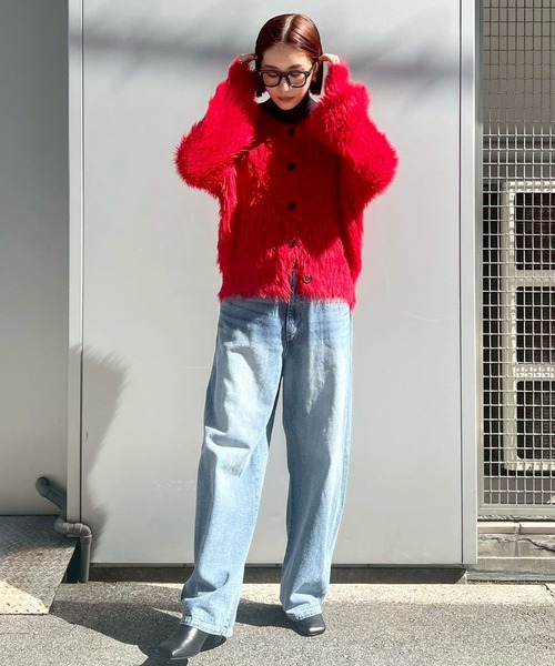 Narcissus（ナルシス）の「【ユニセックスデザイン】シャギーカーディガン/オーバーサイズ/カラー《動画あり》（カーディガン/ボレロ・レディース・イエロー/レッド/ブラック・FREE）」の22枚目の写真