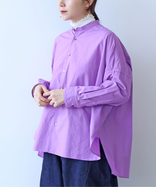 yuni（ユニ　）の「コットンキャッチワッシャー　ワイドブラウス（シャツ/ブラウス・レディース・グリーン/ブルー/ブラック/イエロー/パープル/ホワイト・FREE）」の5枚目の写真