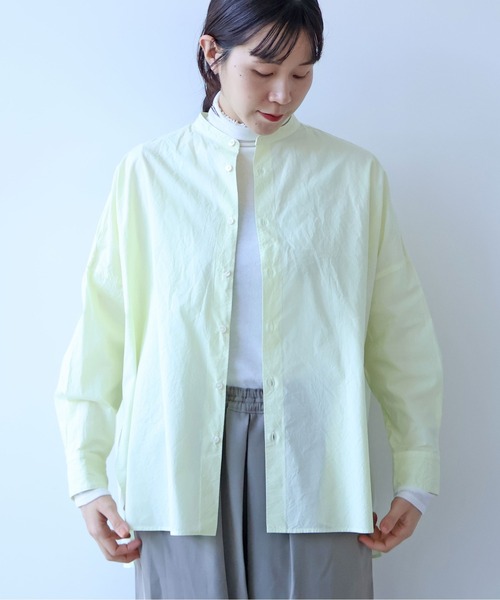 yuni（ユニ　）の「コットンキャッチワッシャー　ワイドブラウス（シャツ/ブラウス・レディース・グリーン/ブルー/ブラック/イエロー/パープル/ホワイト・FREE）」の6枚目の写真