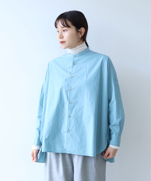 yuni（ユニ　）の「コットンキャッチワッシャー　ワイドブラウス（シャツ/ブラウス・レディース・グリーン/ブルー/ブラック/イエロー/パープル/ホワイト・FREE）」の4枚目の写真