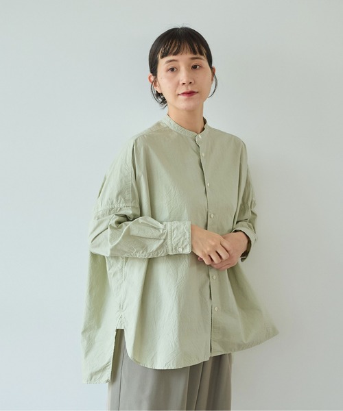 yuni（ユニ　）の「コットンキャッチワッシャー　ワイドブラウス（シャツ/ブラウス・レディース・グリーン/ブルー/ブラック/イエロー/パープル/ホワイト・FREE）」の3枚目の写真