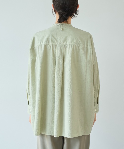 yuni（ユニ　）の「コットンキャッチワッシャー　ワイドブラウス（シャツ/ブラウス・レディース・グリーン/ブルー/ブラック/イエロー/パープル/ホワイト・FREE）」の16枚目の写真
