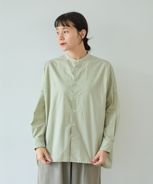 yuni（ユニ　）の「コットンキャッチワッシャー　ワイドブラウス（シャツ/ブラウス・レディース・グリーン/ブルー/ブラック/イエロー/パープル/ホワイト・FREE）」の8枚目の写真