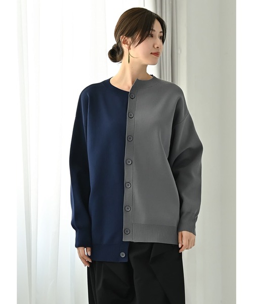 STYLE DELI(スタイルデリ)の「【BLK001】シフトバイカラーカーディガン(カーディガン/ボレロ・レディース・その他・FREE)」の1枚目の写真