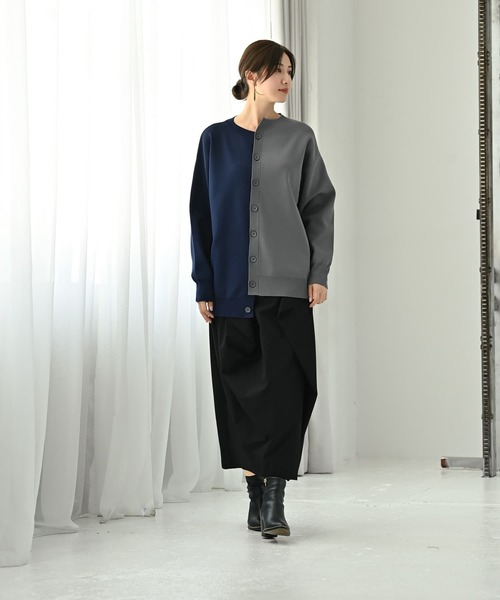 STYLE DELI(スタイルデリ)の「【BLK001】シフトバイカラーカーディガン(カーディガン/ボレロ・レディース・その他・FREE)」の2枚目の写真