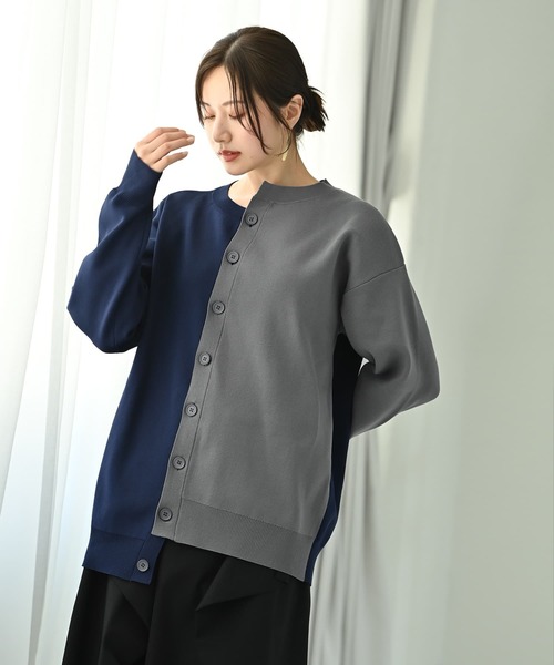 STYLE DELI(スタイルデリ)の「【BLK001】シフトバイカラーカーディガン(カーディガン/ボレロ・レディース・その他・FREE)」の4枚目の写真