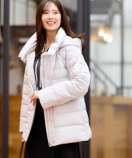 セール】【定番人気】フーデッドミドルダウンコート（ダウンジャケット