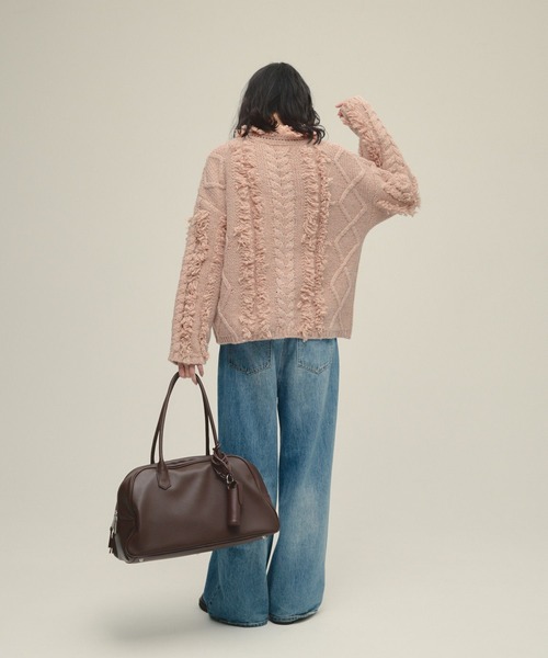 eL(エル)の「【eL】3G Fringe Cable Pullover/588095(ニット/セーター・レディース・コーラル/グレー/ブラック・FREE)」の10枚目の写真