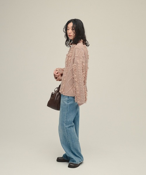 eL(エル)の「【eL】3G Fringe Cable Pullover/588095(ニット/セーター・レディース・コーラル/グレー/ブラック・FREE)」の11枚目の写真