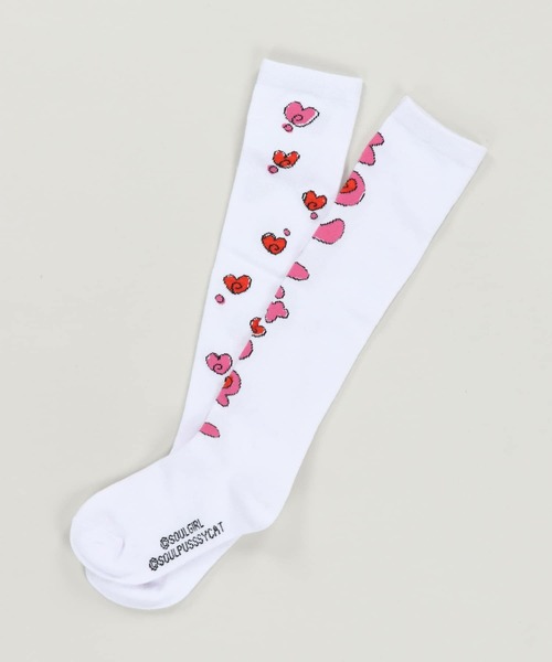 SPINNS(スピンズ)の「『SOUL PUSSSY CAT×SPINNS』ロゴハイソックス(ソックス/靴下・レディース・ホワイト×パープル/ホワイト×イエロー/ホワイト×ピンク・ONESIZE)」の14枚目の写真