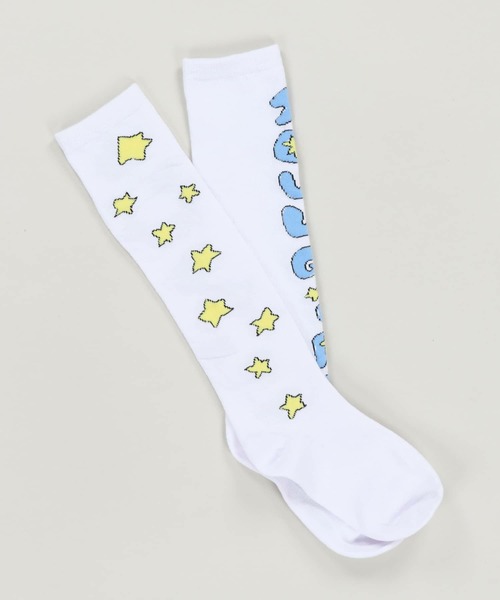 SPINNS(スピンズ)の「『SOUL PUSSSY CAT×SPINNS』ロゴハイソックス(ソックス/靴下・レディース・ホワイト×パープル/ホワイト×イエロー/ホワイト×ピンク・ONESIZE)」の13枚目の写真