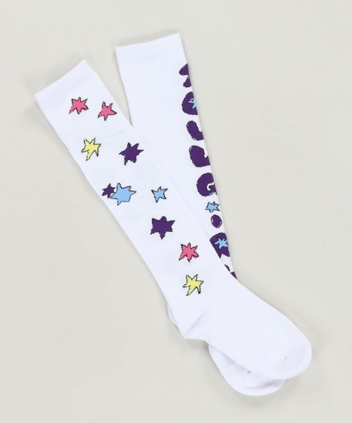SPINNS(スピンズ)の「『SOUL PUSSSY CAT×SPINNS』ロゴハイソックス(ソックス/靴下・レディース・ホワイト×パープル/ホワイト×イエロー/ホワイト×ピンク・ONESIZE)」の17枚目の写真