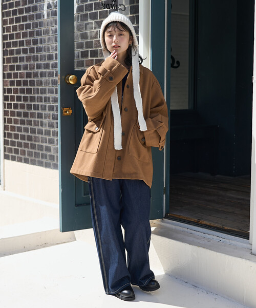 FREAK'S STORE(フリークスストア)の「限定展開 ウーリーシャツジャケット(ブルゾン・レディース・ブラウン/ネイビー/キャメル・フリ-)」の7枚目の写真