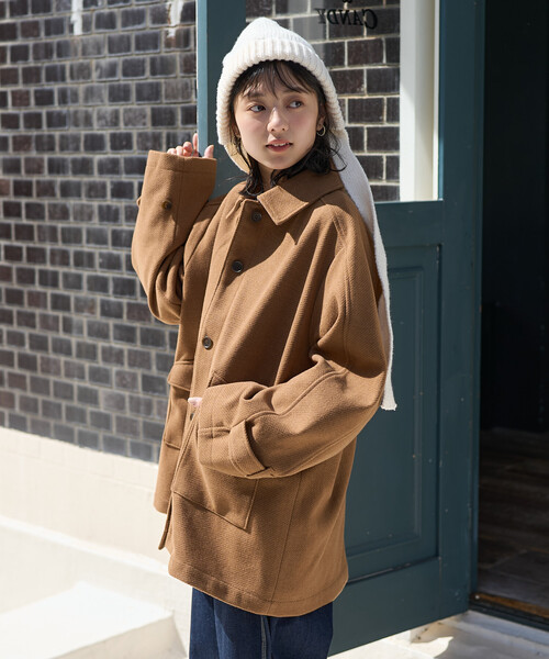 FREAK'S STORE(フリークスストア)の「限定展開 ウーリーシャツジャケット(ブルゾン・レディース・ブラウン/ネイビー/キャメル・フリ-)」の13枚目の写真