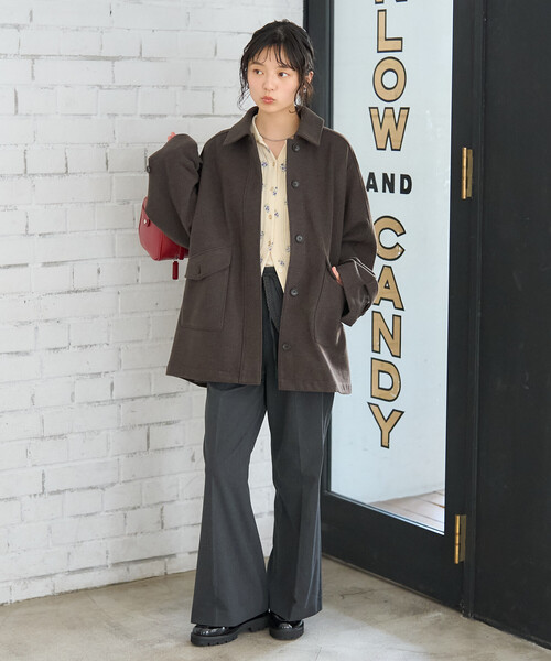 FREAK'S STORE(フリークスストア)の「限定展開 ウーリーシャツジャケット(ブルゾン・レディース・ブラウン/ネイビー/キャメル・フリ-)」の17枚目の写真