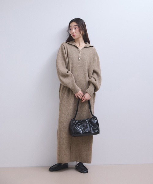 ADAM ET ROPE'(アダムエロペ)の「【WEB限定】2WAYニットポロワンピース(ワンピース・レディース・チャコールグレー/グレー/ブラウン・FREE)」の4枚目の写真