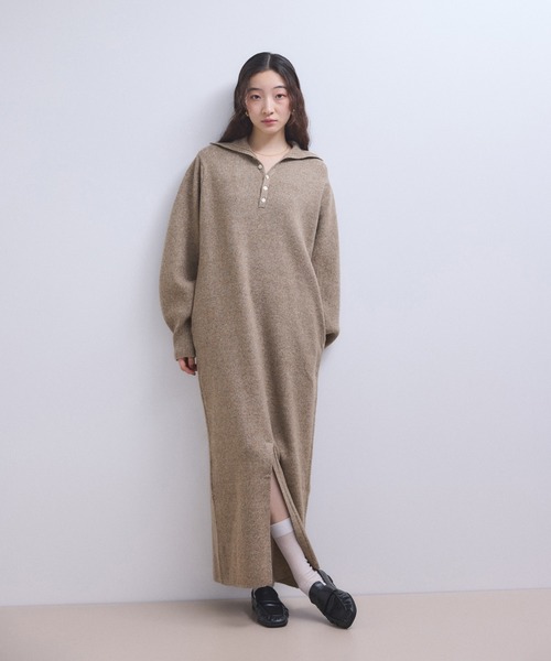 ADAM ET ROPE'(アダムエロペ)の「【WEB限定】2WAYニットポロワンピース(ワンピース・レディース・チャコールグレー/グレー/ブラウン・FREE)」の5枚目の写真